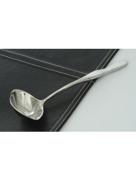 1 oz., 7" Stainless Steel Solid Sauce Ladle w/ Pounded Finish