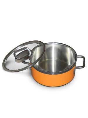Stew pan including glass lid, round, orange, 1.6Ltr Stew pan including glass lid, round, orange, 1.6Ltr