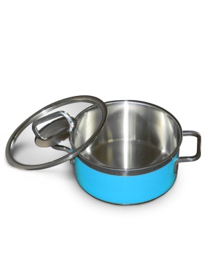 Stew pan including glass lid, round, blue, 1.6Ltr Stew pan including glass lid, round, blue, 1.6Ltr