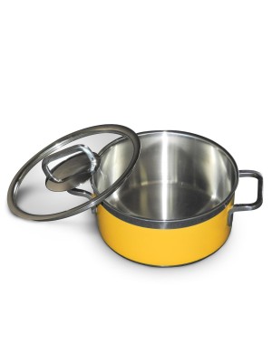 Stew pan including glass lid, round, yellow, 5.4Ltr Stew pan including glass lid, round, yellow, 5.4Ltr