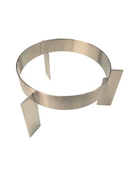 Stainless steel 18/8 round riser with banded legs , Satin finish, Ring ID diam 10 "  5" h