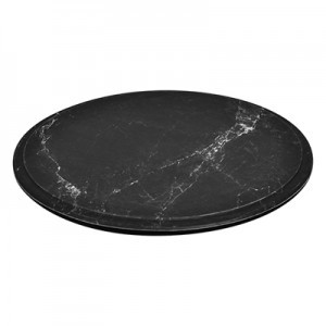 Black Marble Effect Melamine Round Platter w/ SF Black Marble Effect Melamine Round Platter w/ SF