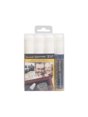 Securit Liquid chalkmarker white set of 4 - large 7-15mm Nib - Wallet Securit Liquid chalkmarker white set of 4 - large 7-15mm Nib - Wallet