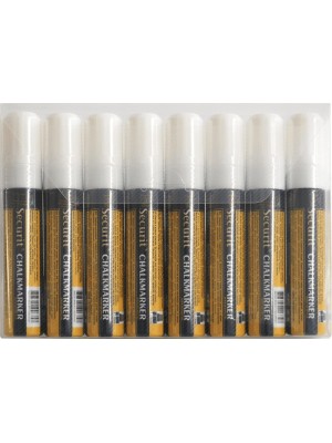 Securit Liquid chalkmarker white set of 8 - large 7-15mm Nib - Wallet Securit Liquid chalkmarker white set of 8 - large 7-15mm Nib - Wallet